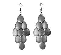 MALOYANVE Multi Layer Disc Earrings for Women Girls Fashion Long Gold Plated Silver Brushed Textured Multiple Round Circles Dangle Geometric Tassel Earrings Boho Jewelry