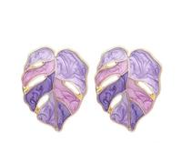 MALOYANVE Palm Leaf Stud Earrings for Women African Natural Enamel Monstera Colorful Leaf Elegant Funny Statement Plant Pendant Earrings Accessories Jewelry Gifts, Zinc, No Gemstone