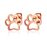 MALOYANVE Paw Stud Earrings for Women Tiny Cute Stainless Steel Gold Silver Plated Small Animal Puppy Paw Dog Cat Pet Hollow Sole Footprint Wedding Statement Cocktail Party Holiday Vacation Stud