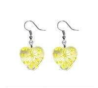 MALOYANVE Pressed Flower Earrings Lovely Sweet Elegant Heart Handmade Crystal Statement Dangle Earrings Love Wedding Birthday Jewelry Gifts for Women, Crystal, No Gemstone