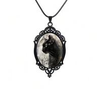 MALOYANVE Raven Cross Glass Necklace Mystic Vintage Handmade Gothic Crow Bat Tomb Reaper Witch Lightweight Pendant Necklace Halloween Jewelry Gifts for Women
