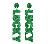 MALOYANVE Shamrocks Earrings for Women Cute Green Acrylic Irish Shamrock Hat Clover Chick LUCKY Letters Dangling Earrings Handmade Horseshoe Rainbow Leprechauns Stud Earrings St. Patrick's Day Jewelry