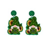 MALOYANVE Shamrocks Earrings for Women Cute Green Acrylic Irish Shamrock Hat Clover Chick LUCKY Letters Dangling Earrings Handmade Horseshoe Rainbow Leprechauns Stud Earrings St. Patrick's Day Jewelry