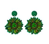 MALOYANVE Shamrocks Earrings for Women Cute Green Acrylic Irish Shamrock Hat Clover Chick LUCKY Letters Dangling Earrings Handmade Horseshoe Rainbow Leprechauns Stud Earrings St. Patrick's Day Jewelry