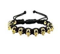 MALOYANVE Skull Wrap Bracelets for Men & Women Gothic Adjustable Rock Punk Skull Skeleton Beads Wrist Bracelet Wristband Horror Halloween skeleton Hand Jewelry Gift, M, Natural Stones, no gemstone