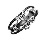 MALOYANVE Spider Bracelet for Men Women Punk Rock Alloy Spider Black Armband Drawstring Rope Leather Bracelets Haloween Holiday Cosplay Jewlery Gifts, M, String, no gemstone