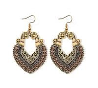MALOYANVE Vintage Bohemian Ethnic Drop Earrings for Women Antique Gold Filigree Teardrop Dangle Earrings Retro Gypsy Tribal Statement Jewelry , M, Metal, No Gemstone