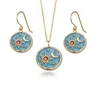 MALOYANVE Vintage Sun and Moon Drop Dangle Earrings for Women Unique lightweight Handmade Retro Boho Antiqued Gold Silver Round Coin Earrings for Women Jewelry, M, Zinc, No Gemstone