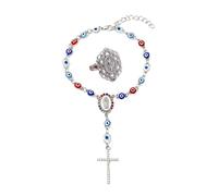 MALOYANVE Virgin Mary Bracelet Ring Set for Women Exquisite Religious Jewelry Set with Cross and Evil Eye BeadsDainty Golden Catholic Virgen De Guadalupe Cross Beaded Jewelry for Daily Wear and Faith