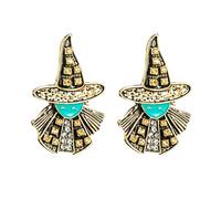 MALOYANVE Witch Stud Earrings for Women Dainty Gothic Halloween Black Hat Demon Eye Studs Earrings Goth Wicked Statement Jewelry Lightweight, Witchy Accessories for Costume & Daily, M, Alloy Steel, No