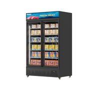 Malphi Commercial Refrigerator with Lighting Box 400Litre Upright Freezer -22℃ to -18℃ Self-Closing Door Display Fridge H1980xD750xW750mm Adjustable Shelves for Ice Cream Meat (Black, Double Doors)
