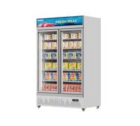 Malphi Commercial Refrigerator with Lighting Box 400Litre Upright Freezer -22℃ to -18℃ Self-Closing Door Display Fridge H1980xD750xW750mm Adjustable Shelves for Ice Cream Meat (White, Double Doors)