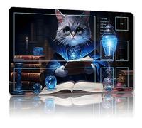 Malqiqi MTG Gaming Mat with Free Storage Bags 24" x 14" for Cards and Board Games - Mouse Pad (Cat 6-Combat Auxiliary)