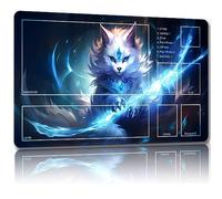 Malqiqi MTG Gaming Mat with Storage Bags, 24" x 14" for Cards and Board Games, Mouse Pad (Smart Magic-Auxiliary Combat)