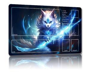 Malqiqi MTG Gaming Mat with Storage Bags, 24" x 14" for Cards and Board Games, Mouse Pad (Smart Magic-Auxiliary Combat)