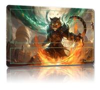 Malqiqi Playmat for MTG, with Free Storage Bags,Game Mat 24 x 14 inches, TCG and Board Game Mat for Cards,Mousepad Desk Mats (Battle Cat-Auxiliary Combat)
