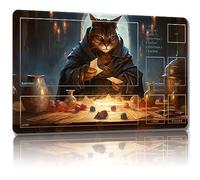 Malqiqi Playmat for MTG, with Free Storage Bags,Game Mat 24 x 14 inches, TCG and Board Game Mat for Cards,Mousepad Desk Mats (Cat 3-Auxiliary Combat)
