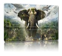 Malqiqi Playmat for MTG, with Free Storage Bags,Game Mat 24 x 14 inches, TCG and Board Game Mat for Cards,Mousepad Desk Mats (Elephant-Auxiliary Combat)