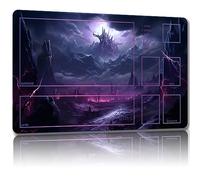 Malqiqi Playmat for MTG, with Free Storage Bags,Game Mat 24 x 14 inches, TCG and Board Game Mat for Cards,Mousepad Desk Mats (Mountain 3-Auxiliary Combat)
