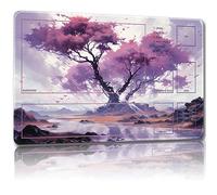 Malqiqi Playmat for MTG, with Free Storage Bags,Game Mat 24 x 14 inches, TCG and Board Game Mat for Cards,Mousepad Desk Mats (Pink Tree-Auxiliary Combat)