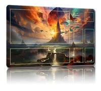 Malqiqi Playmat for MTG, with Free Storage Bags,Game Mat 24 x 14 inches, TCG and Board Game Mat for Cards,Mousepad Desk Mats (Auxiliary Combat)