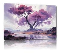 Malqiqi Playmat for MTG, with Free Storage Bags,Game Mat 24 x 14 inches, TCG and Board Game Mat for Cards,Mousepad Desk Mats (Pink Tree-Regular)