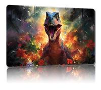 Malqiqi Playmat for MTG, with Free Storage Bags,Game Mat 24 x 14 inches, TCG and Board Game Mat for Cards,Mousepad Desk Mats (Dinosaur 5-Regular)
