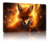 Malqiqi Playmat for MTG, with Free Storage Bags,Game Mat 24 x 14 inches, TCG and Board Game Mat for Cards,Mousepad Desk Mats (Flame Fox-Regular)