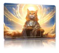Malqiqi Playmat for MTG, with Free Storage Bags,Game Mat 24 x 14 inches, TCG and Board Game Mat for Cards,Mousepad Desk Mats (Cat 2-Auxiliary Combat)
