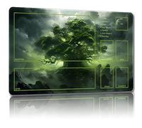 Malqiqi Playmat for MTG, with Free Storage Bags,Game Mat 24 x 14 inches, TCG and Board Game Mat for Cards,Mousepad Desk Mats (Tree 7-Auxiliary Combat)