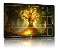Malqiqi Playmat for MTG, with Free Storage Bags,Game Mat 24 x 14 inches, TCG and Board Game Mat for Cards,Mousepad Desk Mats (Tree 8-Auxiliary Combat)