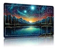 Malqiqi Playmat for MTG, with Free Storage Bags,Game Mat 24 x 14 inches, TCG and Board Game Mat for Cards,Mousepad Desk Mats (Magic Mat 34,with Zones)