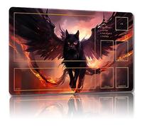 Malqiqi Playmat for MTG with Free Storage Bags Game Mat 24 x 14 inches TCG and Board Game Mats for Cards (Cat 5-Auxiliary Combat)