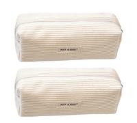 MALSSE 2Pcs Corduroy Pencil Case Zippered Pencil Bag for Student Adult Large Capacity Pen Pouches Travel Cosmetic Storage Bag Corduroy