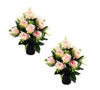 MALSSE 2pcs Realistic Silk Rose Bouquets Bright Artificial Roses Grave Flowers For Funeral And Memorial Setting Silk Rose Funeral Decors