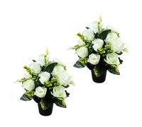 MALSSE 2pcs Realistic Silk Rose Bouquets Bright Artificial Roses Grave Flowers For Funeral And Memorial Setting Silk Rose Funeral Decors