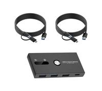 MALSSE 4 Port USB C And USB3.0 KVM Switcher For 2 Computers Sharing USB Type C Devices For Printers Keyboards And More Computer Sharing Switcher