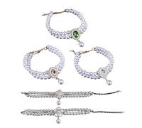 MALSSE 5lots Pearls Flower Pendants Elegant Double Layer Pet Necklace Lovely Collar For Daily Wear