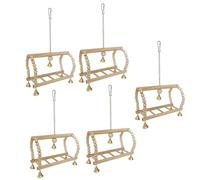 MALSSE 5pack Natural Wood Bird Toy Playgrounds Cage Accessories Perches And Beads Bridge For Avian Fun Small To Media Bird Stand