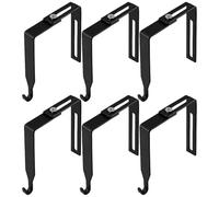 MALSSE 6 Pieces Sturdy Iron Hook Adjustable Clamp On Designs Weatherproof for Outdoor Decoration Fence Wall Mounting Weatherproof Iron Hook