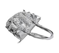 MALSSE Aesthetic Large Capacity Motorcycle Shoulder Bag PU Leather Punk Rivets Crosses Bandage Ties Underarm Handbag For Ladies Trendy Shopping Bag