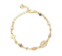 MALSSE Alloy with Gold Heart and Obsidians Crosses Symbolizing Protective and Faith for Long Time Wear Adjustable