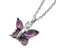 MALSSE Butterfly Pendants Pet Urn Necklace For Dog Ashes Memorials Jewelry Pet Cremation Pendants Ashes Souvenir