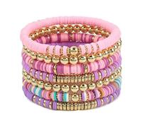 MALSSE Colorful Soft Clay Charm Adjustable Handmade Wrist Jewelry Beaded For Any Occasion