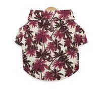 MALSSE Comfortable Lapel Neck Shirt Sweet Cats Dogs Jumpsuit Summer Quick Drying Shirt with Leaves Print Clothes Shirts for Large Custome for Summer Funny for Small Leaves Print