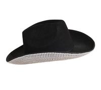 MALSSE Cowgirls Hat With Adjustable Chin Rope For Proms Banquets Party Beads Studded Cowgirls Hat For Adult Teen Taking Photo Felts Hats For Women Felts For Wide Brims Wide Brims Fedoras For Men