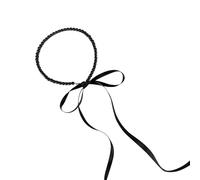 MALSSE Delicate Ribbon Bowknot Necklace Accessory Elegant Imitation Pearls Collarbone Chain Ornament For Fashion Forward Ladies Elegant Necklace