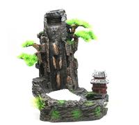 MALSSE Dynamic Waterfall Mountain Tree Aquarium Decoration Natural Resin Terrain Scenery For Freshwater Saltwater Tanks Aquarium Landscape With Flowing Waterfall