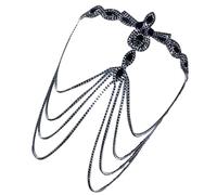 MALSSE Elegant Black Face Cover Embellished With Rhinestones Mysterious Costume Accessory For Costume Parties And Event Stage Wear