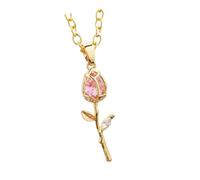 MALSSE Elegant Charm Tulips Flower Necklace In Gold Copper With Crystals Embellishments Decoration For Every Occasion Tulips Pendant Necklace